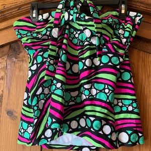 Island Escape geometric print swim top